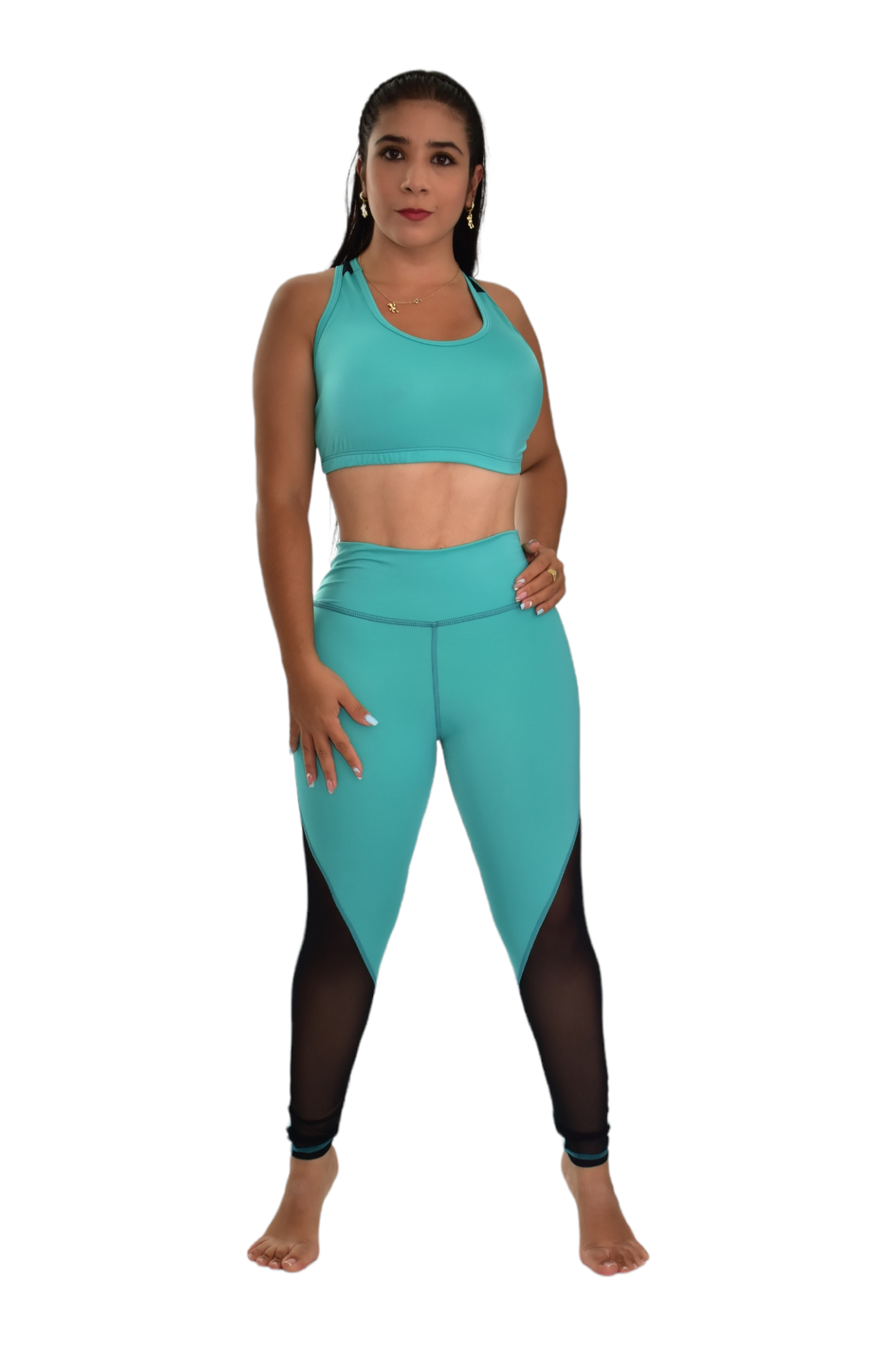 LEGGINS COMBINADA SET 2 PIEZAS NEWGYM VERDE NEGRO oversilvercolombia