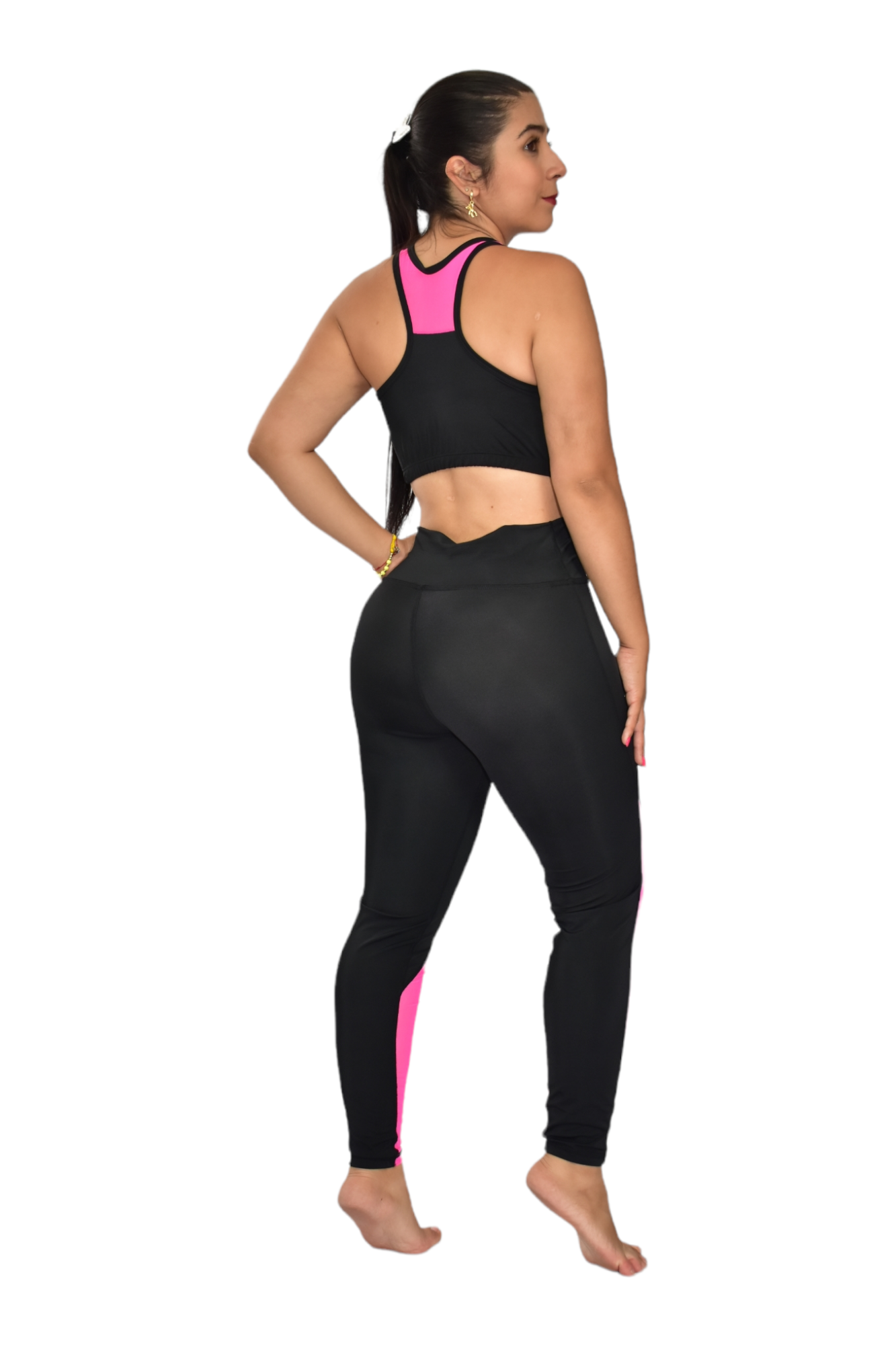 LEGGINS COMBINADA SET 2 PIEZAS NEWGYM NEGRO FUCSIA oversilvercolombia