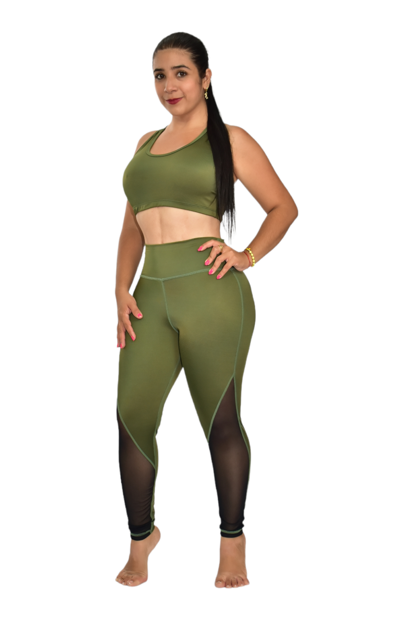 LEGGINS COMBINADA SET 2 PIEZAS NEWGYM VERDE NEGRO oversilvercolombia