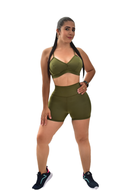 SHORT SET 2 PIEZAS NEWGYM VERDE MILITAR oversilvercolombia