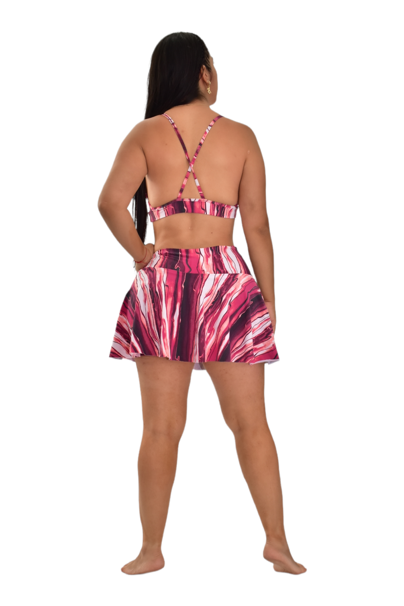 FALDA SHORT SET 2 PIEZAS PREMIUMTEX VINOTINTO ESTAMPADA oversilvercolombia