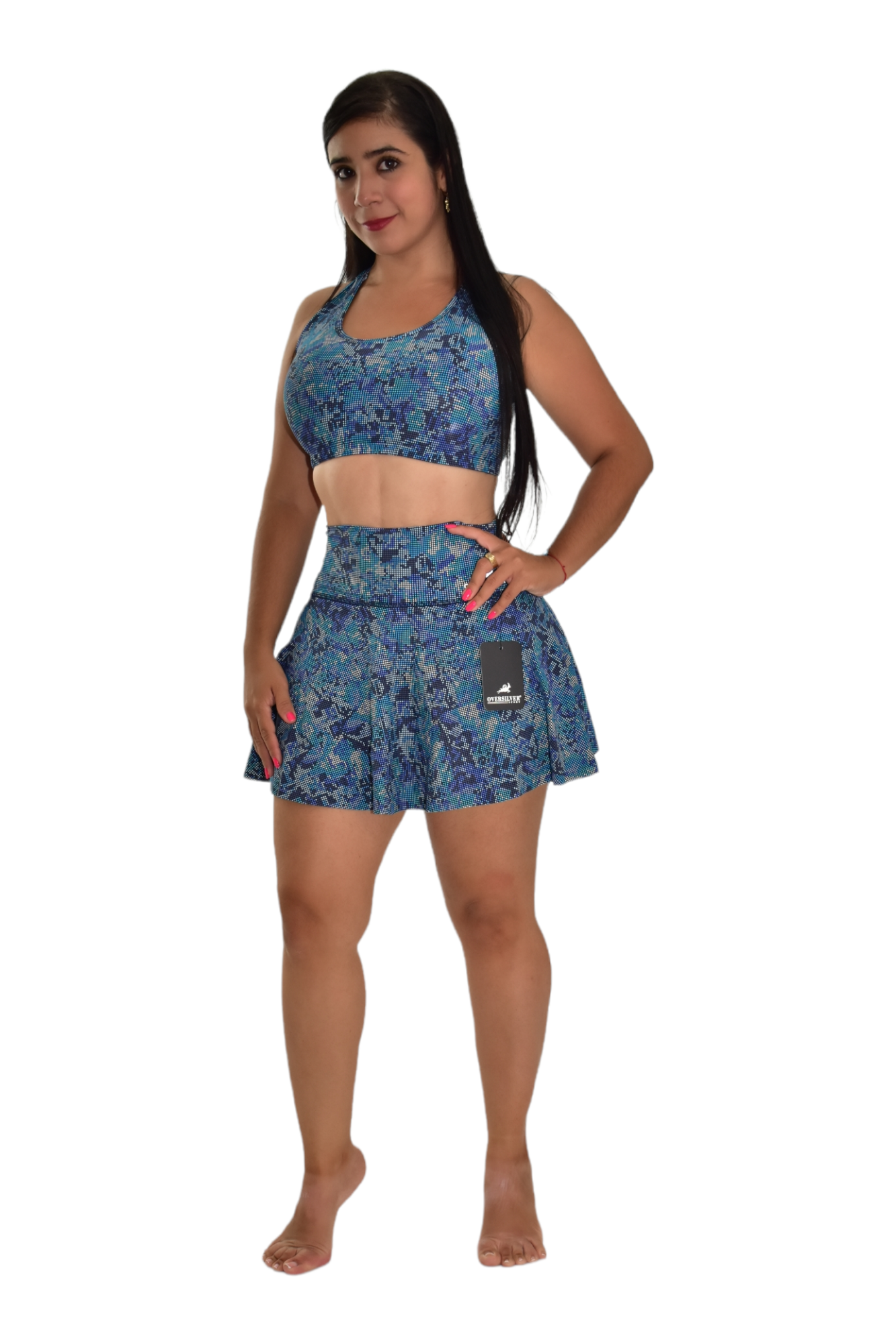 FALDA SHORT SET 2 PIEZAS PREMIUMTEX MILITAR AZUL PUNTOS oversilvercolombia