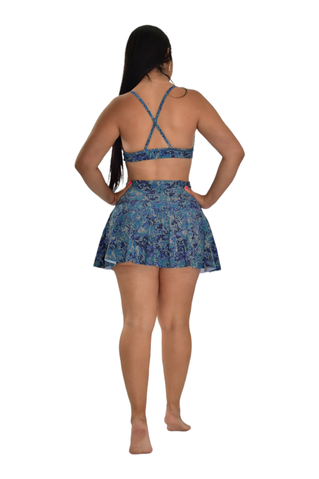 FALDA SHORT SET 2 PIEZAS PREMIUMTEX MILITAR AZUL PUNTOS oversilvercolombia