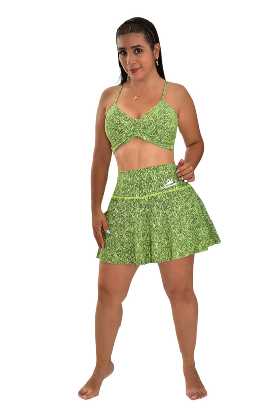 FALDA SHORT SET 2 PIEZAS PREMIUMTEX VERDE JASPE oversilvercolombia