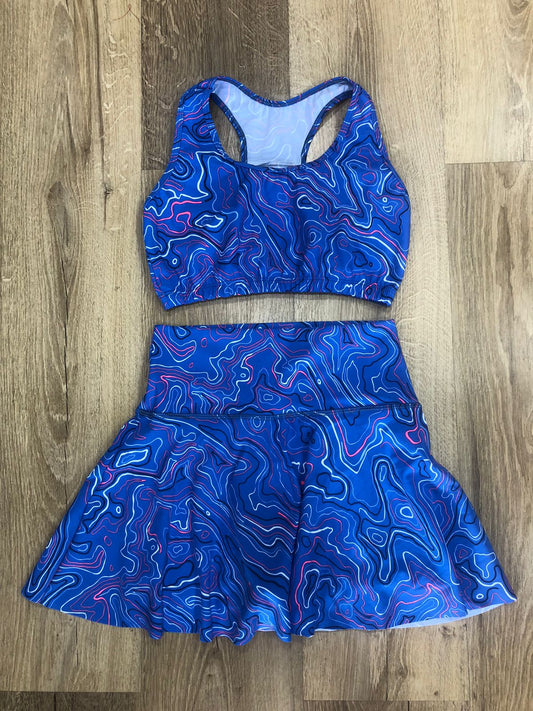 FALDA SHORT SET 2 PIEZAS PREMIUMTEX AZUL LINEAS