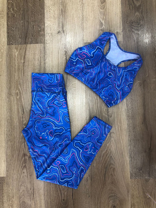 LEGGINS  SET 2 PIEZAS PREMIUMTEX TRIANGULO AZUL LINEAS