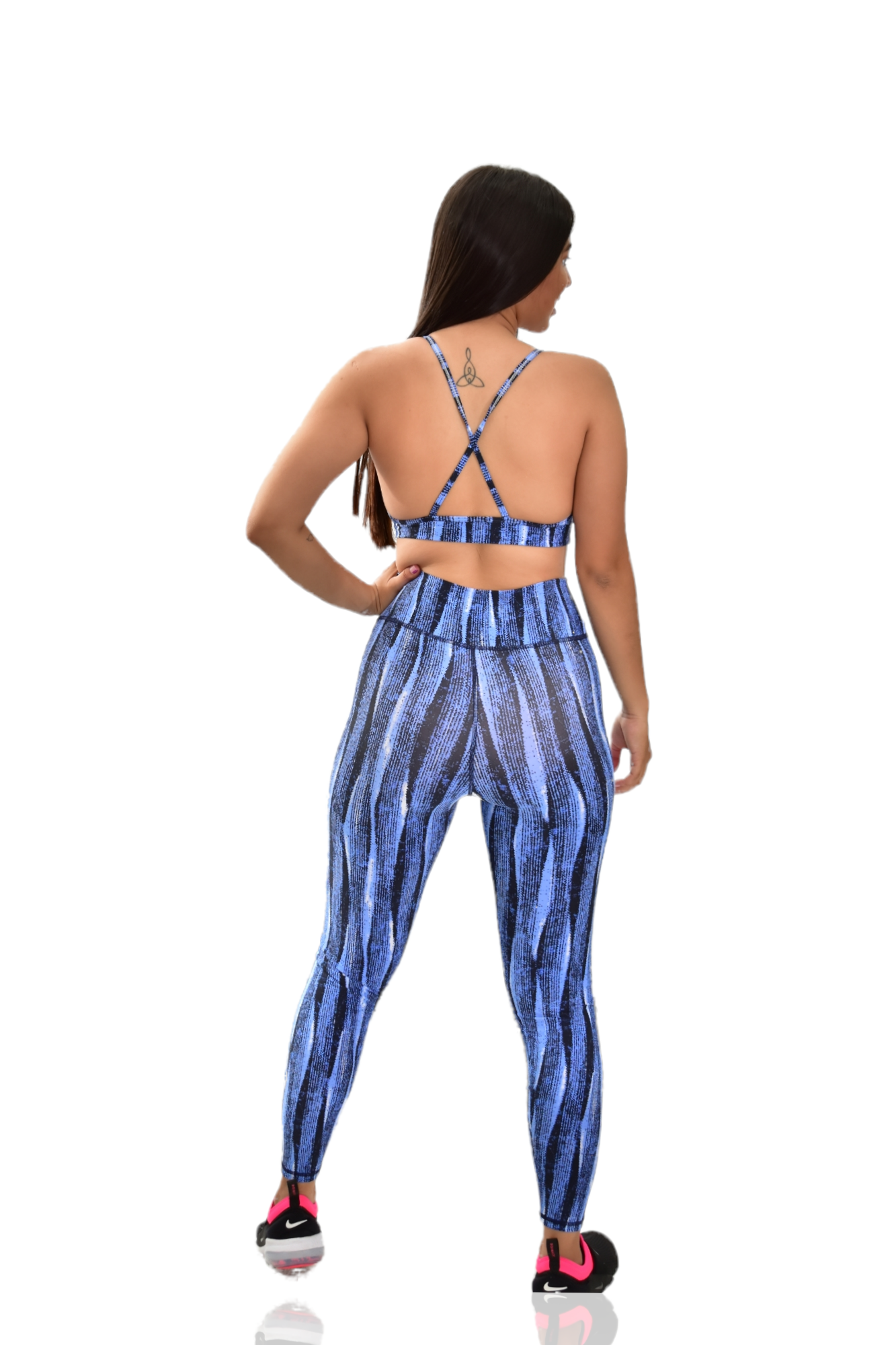 LEGGINS SET 2 PIEZAS PREMIUMTEX AZUL RALLA NEGRA oversilvercolombia