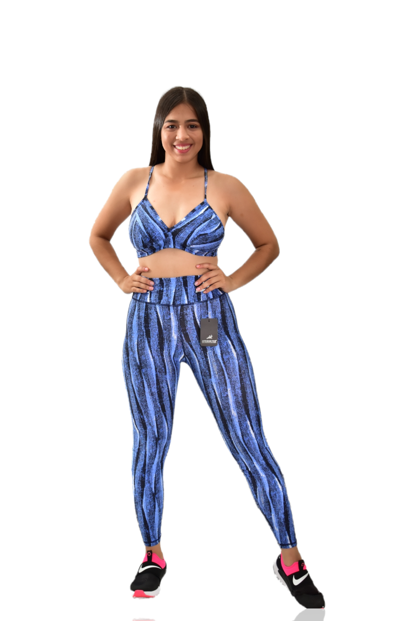 LEGGINS SET 2 PIEZAS PREMIUMTEX AZUL RALLA NEGRA oversilvercolombia