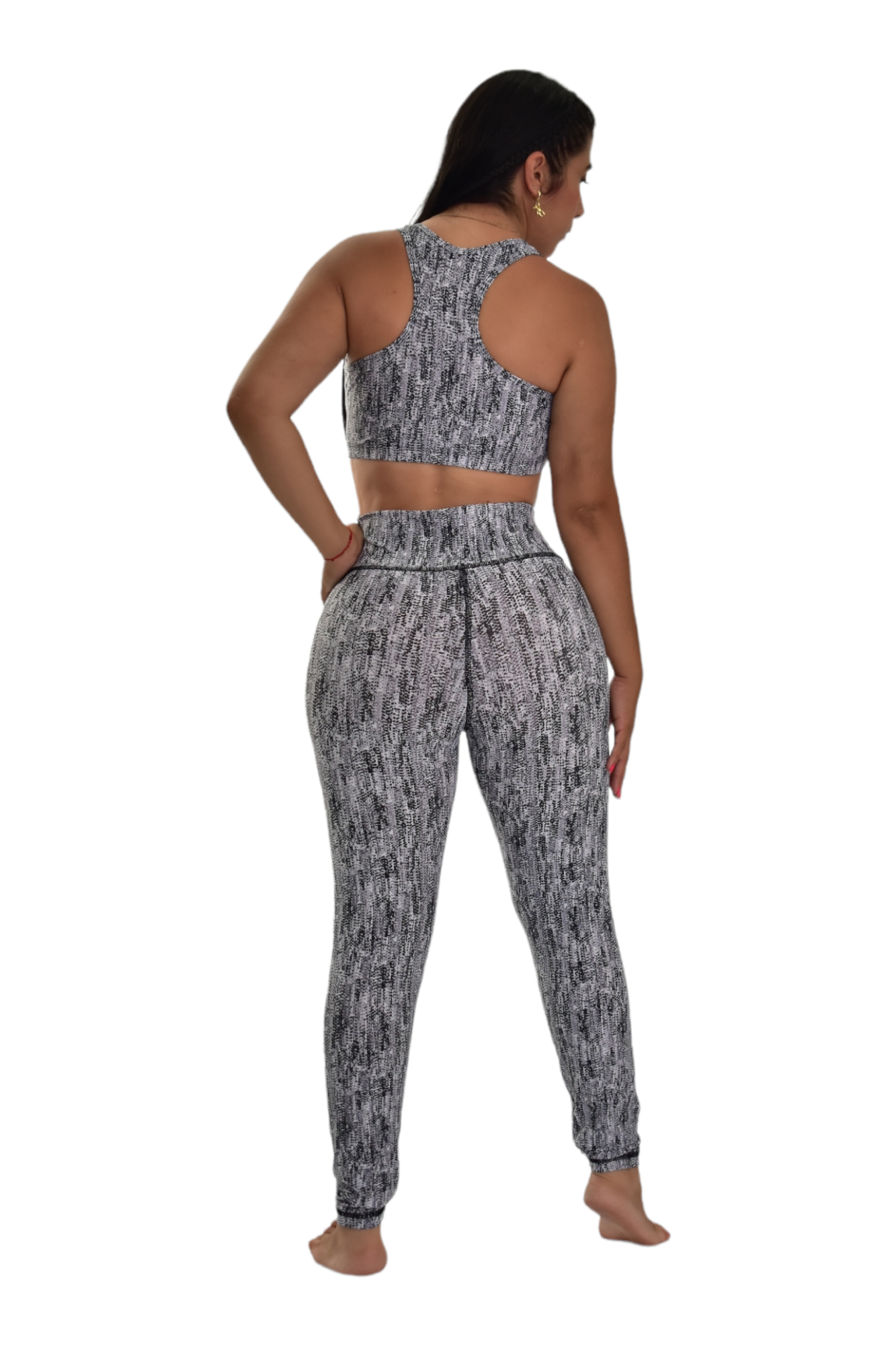 LEGGINS SET 2 PIEZAS PREMIUMTEX GRIS RALLA NEGRO oversilvercolombia