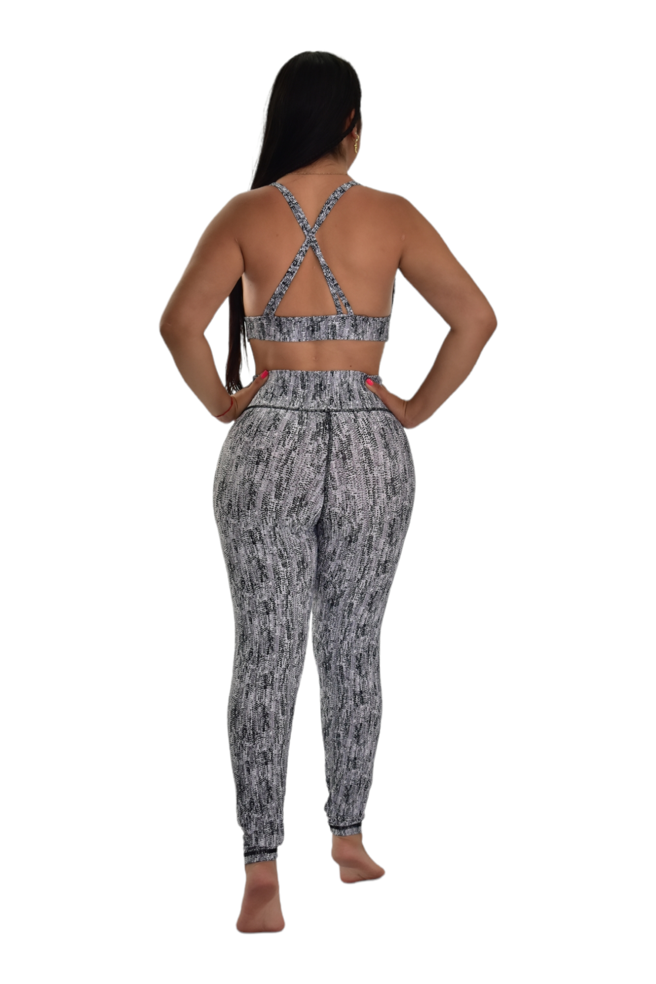 LEGGINS SET 2 PIEZAS PREMIUMTEX GRIS RALLA NEGRO oversilvercolombia