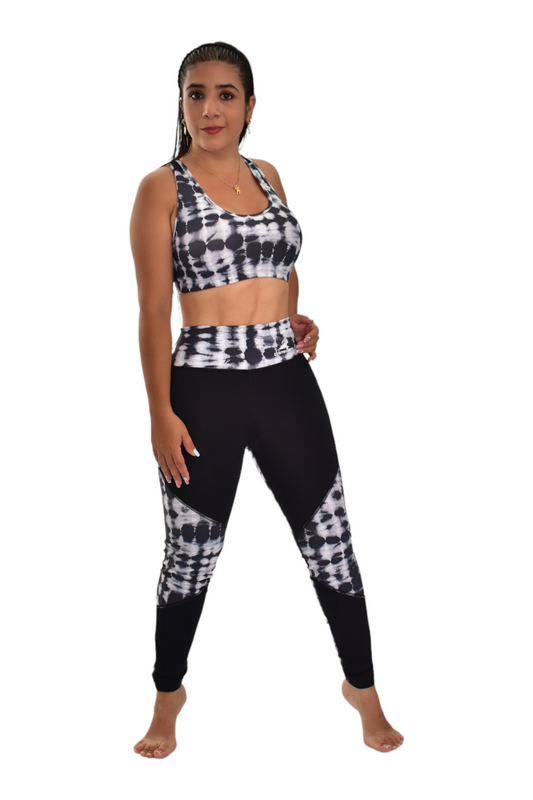 LICRA SET 2 PIEZAS PREMIUMTEX NEGRO MANCHAS oversilvercolombia