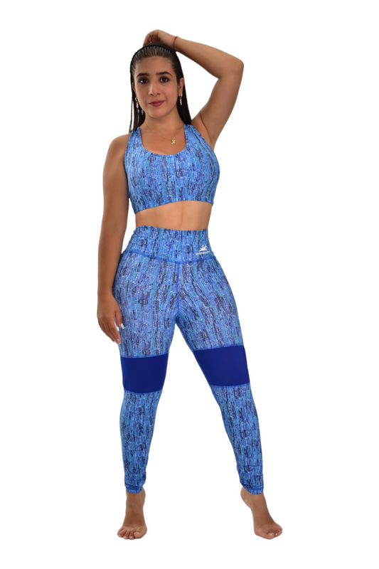 LEGGINS COMBINADO  SET 2 PIEZAS PREMIUMTEX AZUL CUADRO oversilvercolombia