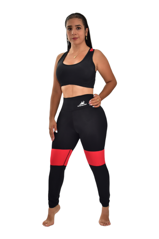 LICRA COMBINADA SET 2 PIEZAS PREMIUMTEX NEGRO ROJO oversilvercolombia