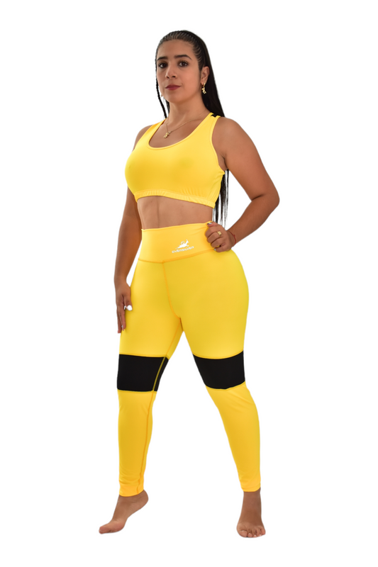 LEGGINS COMBINADA SET 2 PIEZAS PREMIUMTEX AMARILLO NEGRO oversilvercolombia