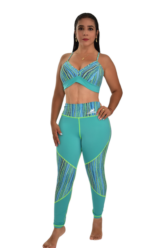 LEGGINS COMBINADO SET 2 PIEZAS PREMIUMTEX VERDE ESCAMA oversilvercolombia