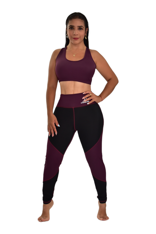LEGGINS COMBINADO SET 2 PIEZAS PREMIUMTEX VINOTINTO NEGRO oversilvercolombia