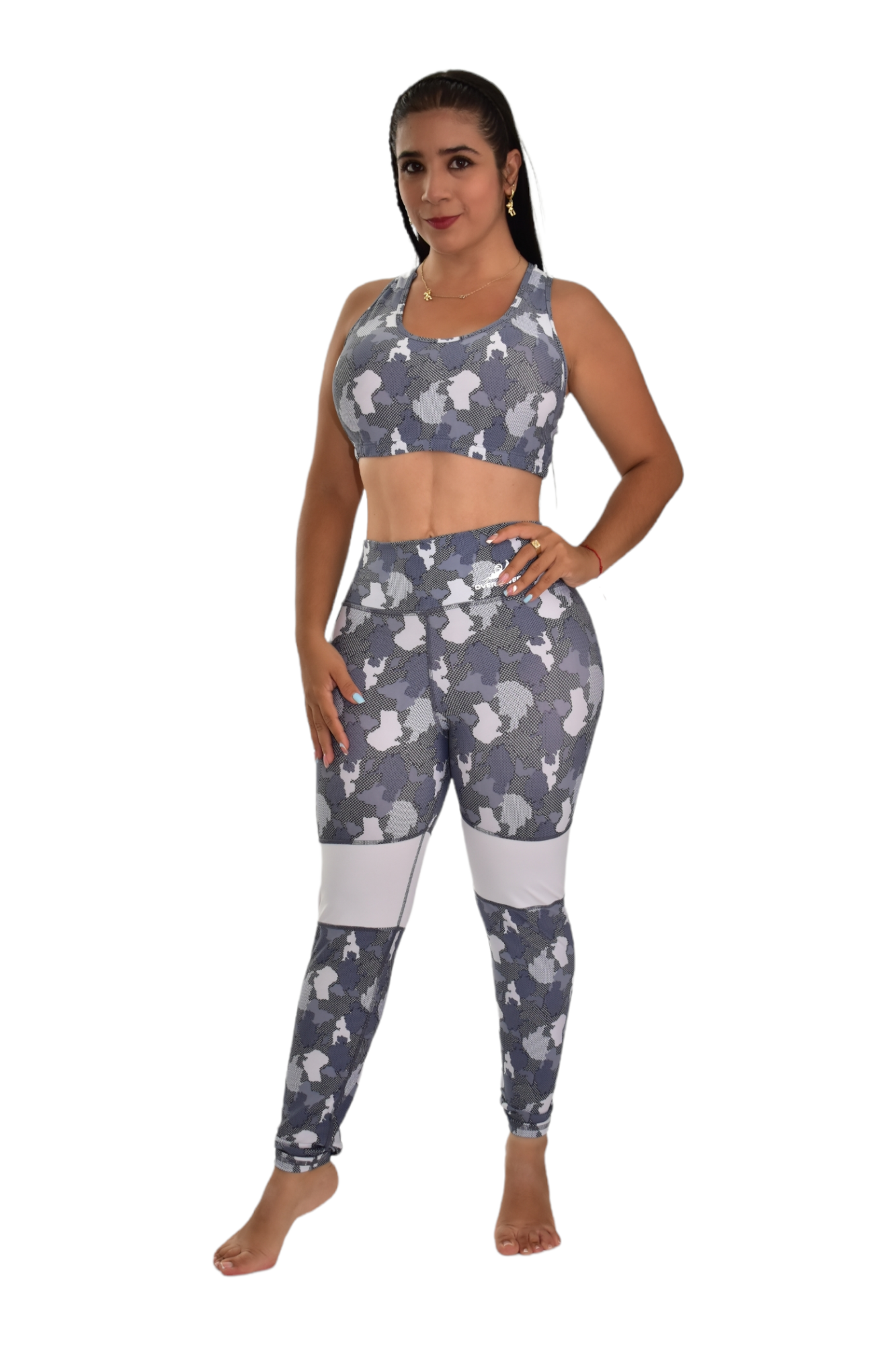 LEGGINS COMBINADO SET 2 PIEZAS PREMIUMTEX GRIS MILITAR BLANCO oversilvercolombia