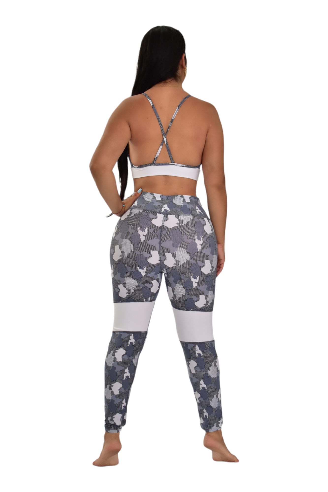 LEGGINS COMBINADO SET 2 PIEZAS PREMIUMTEX GRIS MILITAR BLANCO oversilvercolombia