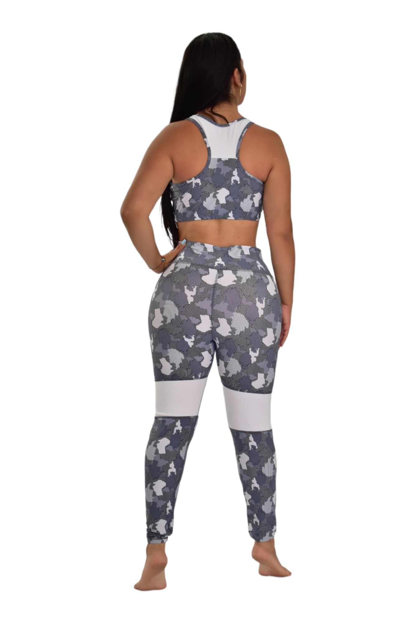 LEGGINS COMBINADO SET 2 PIEZAS PREMIUMTEX GRIS MILITAR BLANCO oversilvercolombia