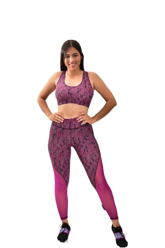 LEGGINS COMBINADO SET 2 PIEZAS PREMIUMTEX VINOTINTO MORADO oversilvercolombia