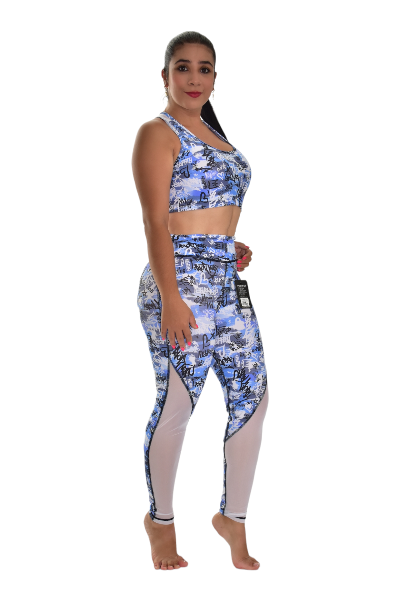 LEGGINS COMBINADA SET 2 PIEZAS PREMIUMTEX AZUL LETRAS oversilvercolombia