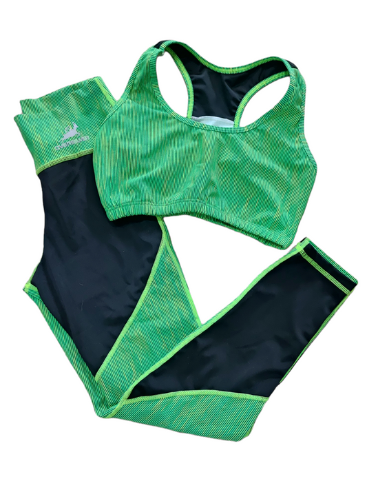 LEGGINS COMBINADO  SET 2 PIEZAS PREMIUMTEX VERDE NEGRO FRENTE oversilvercolombia