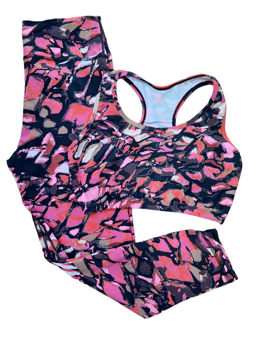 LEGGINS TALLA PLUS SET 2 PIEZAS PREMIUMTEX MANCHAS FUCSIA CON NEGRO oversilvercolombia