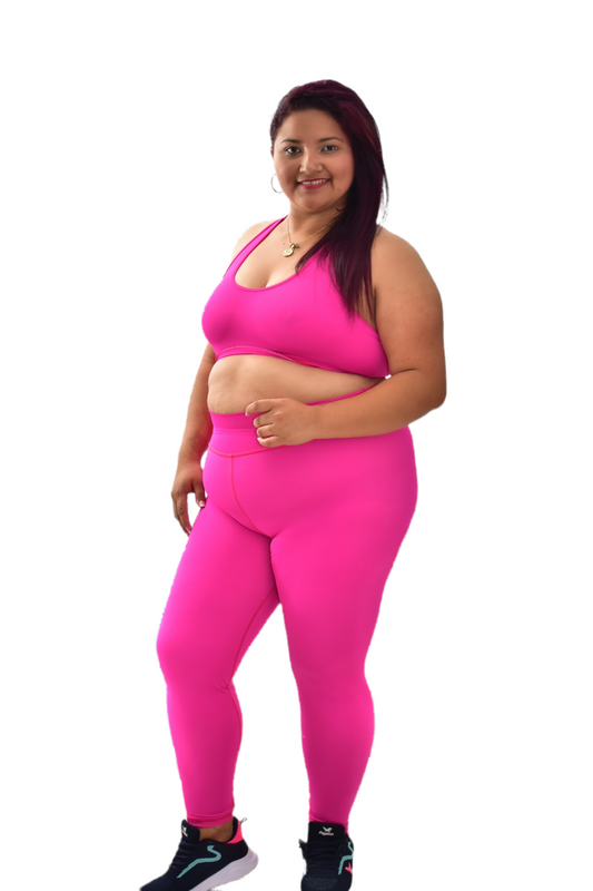 LEGGINS TALLA PLUS SET 2 PIEZAS PREMIUMTEX FUCSIA NEON oversilvercolombia