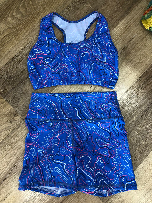SHORT SET 2 PIEZAS PREMIUMTEX TRIANGULO AZUL LINEAS