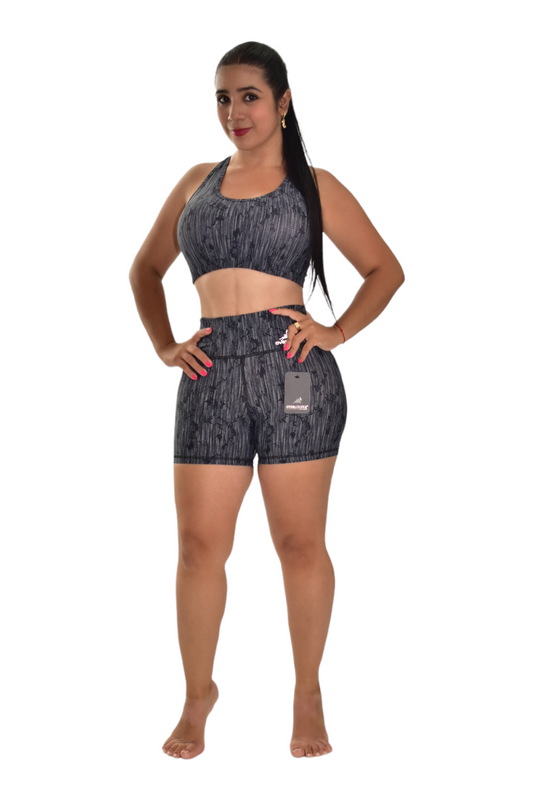 SHORT SET 2 PIEZAS PREMIUMTEX NEGRO TRIANGULOS oversilvercolombia