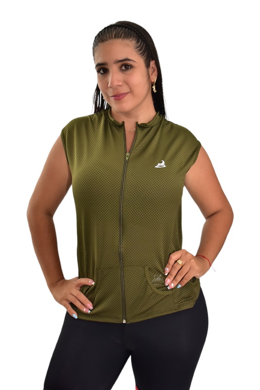 CHAQUETA MANGA SISA CON CIERRE VERDE MILITAR OVERSILVER®