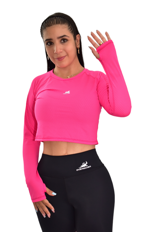 CAMISETA MANGA RANGLA MALLA FUCSIA OVERSILVER®