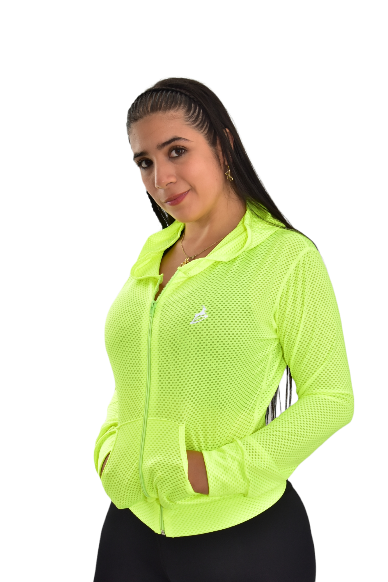 CHAQUETA DEPORTIVA DAMA VERDE NEON OVERSILVER®