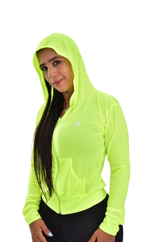 CHAQUETA DEPORTIVA DAMA VERDE NEON OVERSILVER®