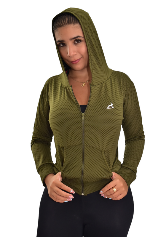 CHAQUETA DEPORTIVA DAMA VERDE MILITAR OVERSILVER®