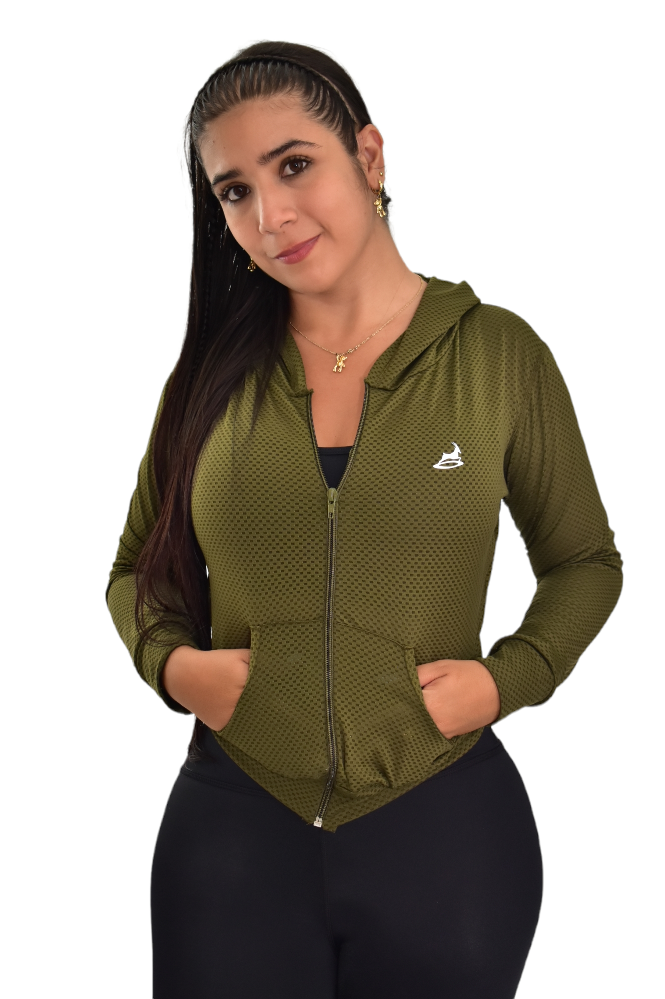 CHAQUETA DEPORTIVA DAMA VERDE MILITAR OVERSILVER®