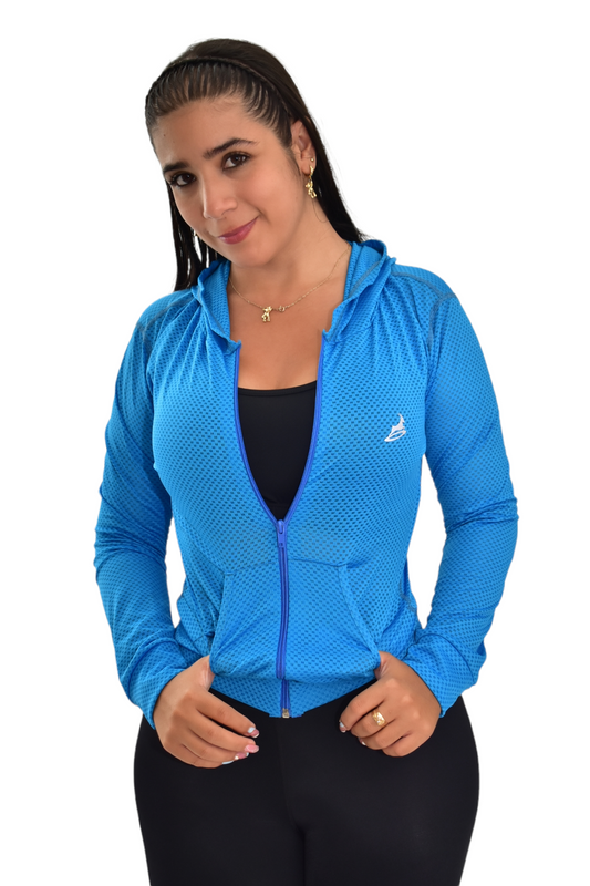 CHAQUETA DEPORTIVA DAMA AZUL AGUA OVERSILVER®