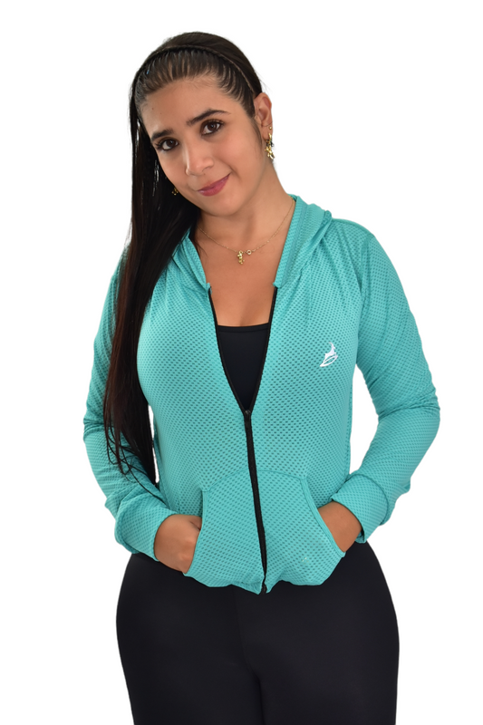 CHAQUETA DEPORTIVA DAMA VERDE MENTA OVERSILVER®