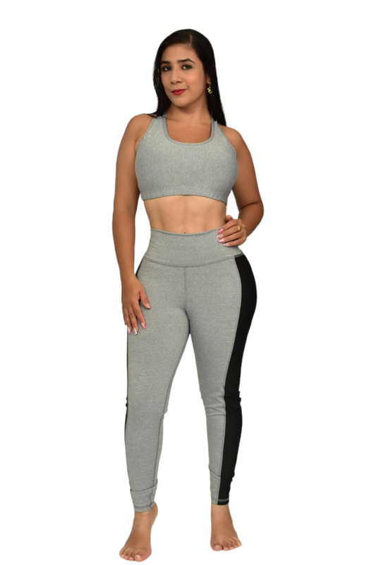 LEGGINS COMBINADO SET 2 PIEZAS SUPLEX GRIS JASPE oversilvercolombia