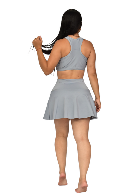 FALDA SHORT SET 2 PIEZAS SUPLEX GRIS CLARO oversilvercolombia