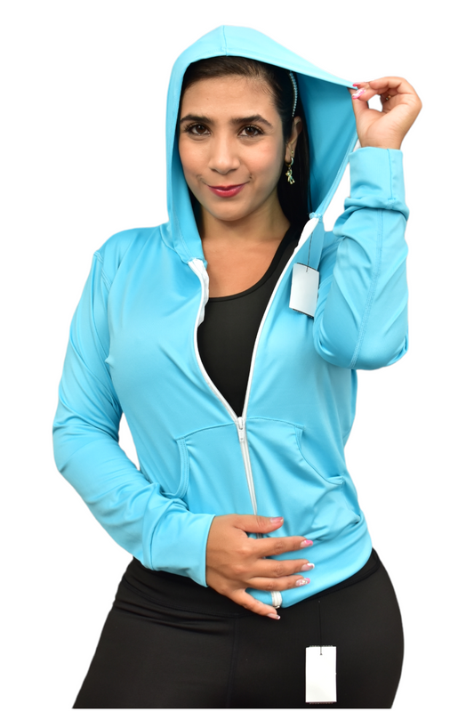 CHAQUETA DEPORTIVA DAMA LICRADA AZUL CELESTE OVERSILVER®