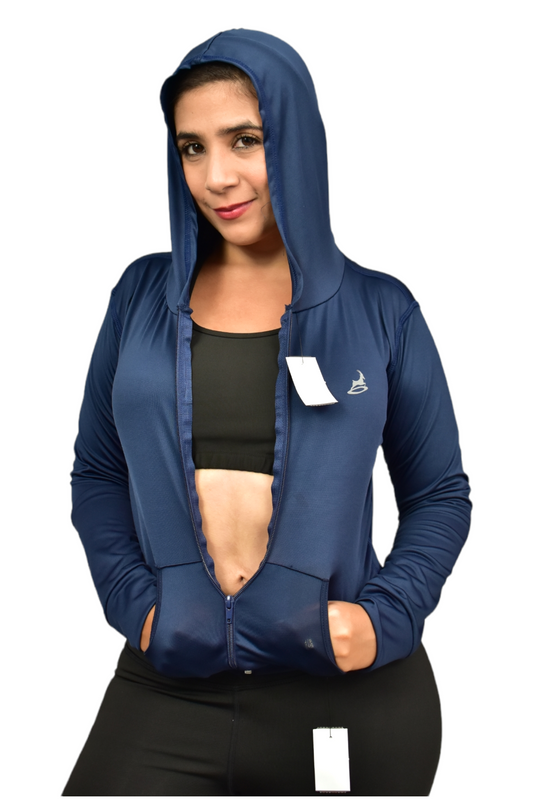 CHAQUETA DEPORTIVA DAMA LICRADA AZUL TURQUIE OVERSILVER®