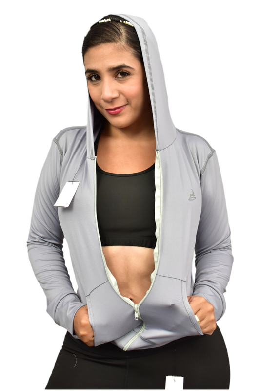 CHAQUETA DEPORTIVA DAMA LICRADA GRIS CLARO OVERSILVER®