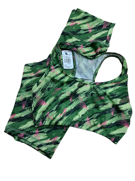 BIKER SET 2 PIEZAS SPORTGYM VERDE PUNTOS ROSADO oversilvercolombia