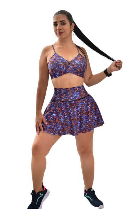 FALDA SHORT SET 2 PIEZAS SPORTGYM ROMBO MORADO oversilvercolombia