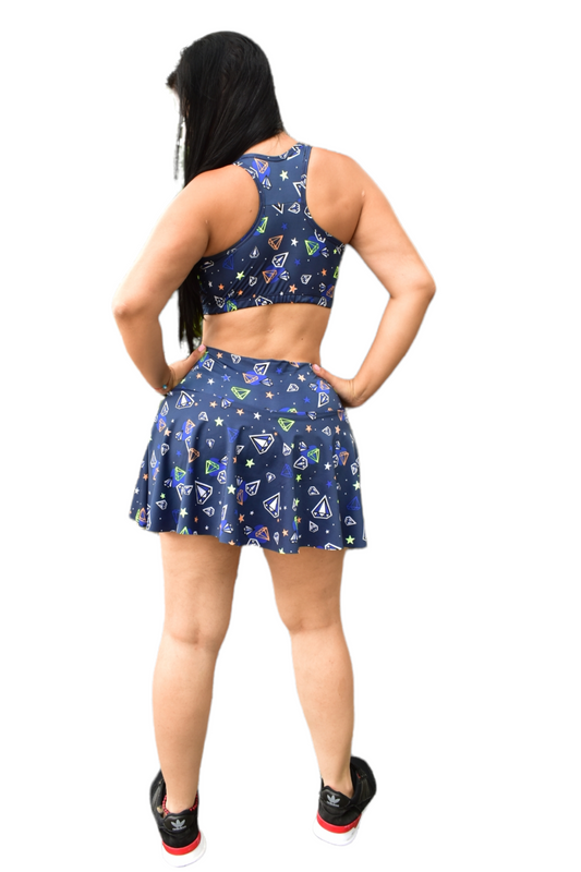 FALDA SHORT SET 2 PIEZAS SPORTGY OSCURO DIAMANTE