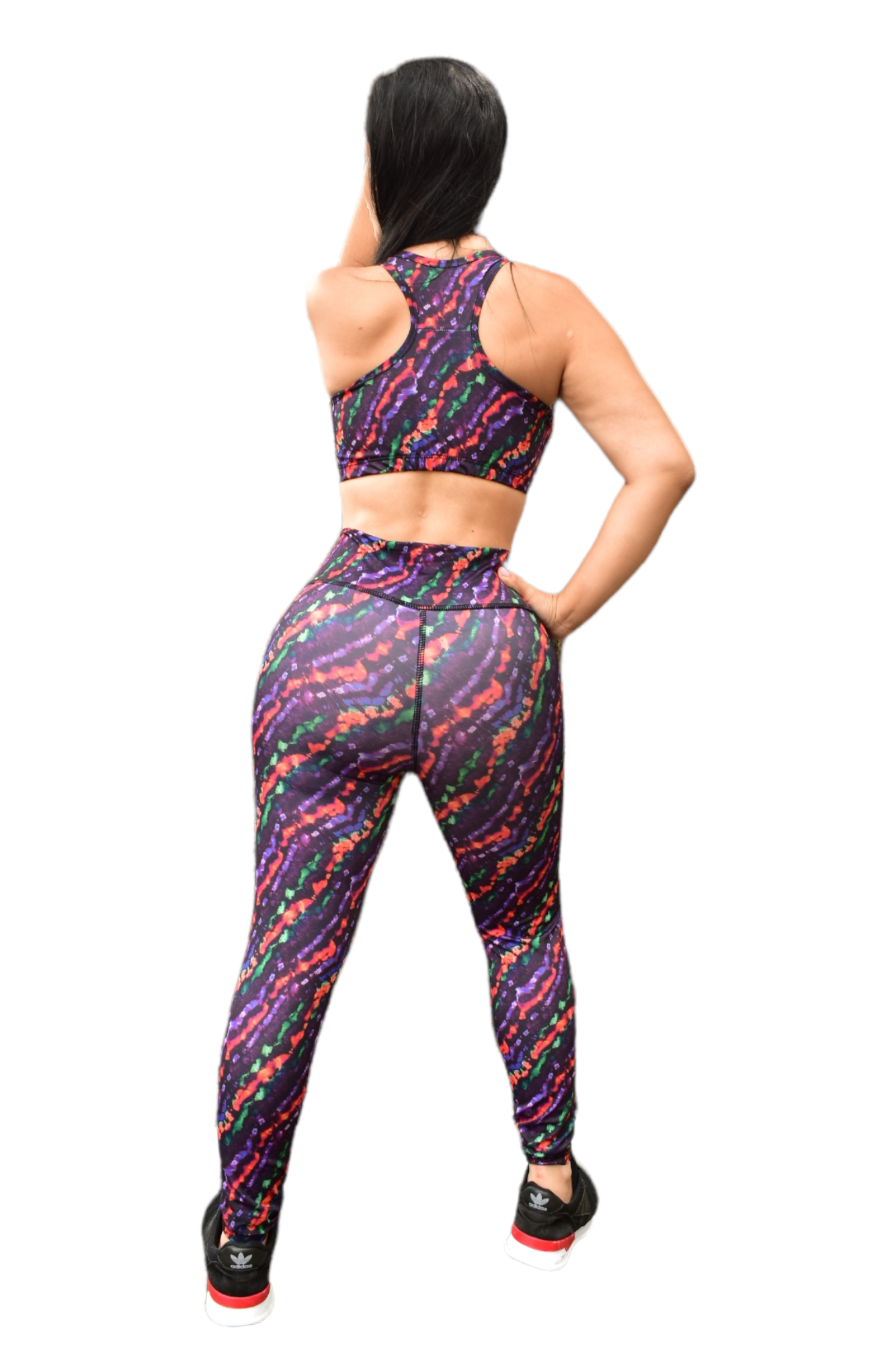 LEGGINS SET 2 PIEZAS SPORTGYM MORADO DIAGONAL NARANJA