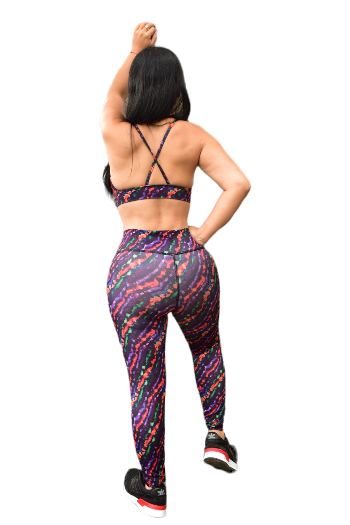 LEGGINS SET 2 PIEZAS SPORTGYM MORADO DIAGONAL NARANJA