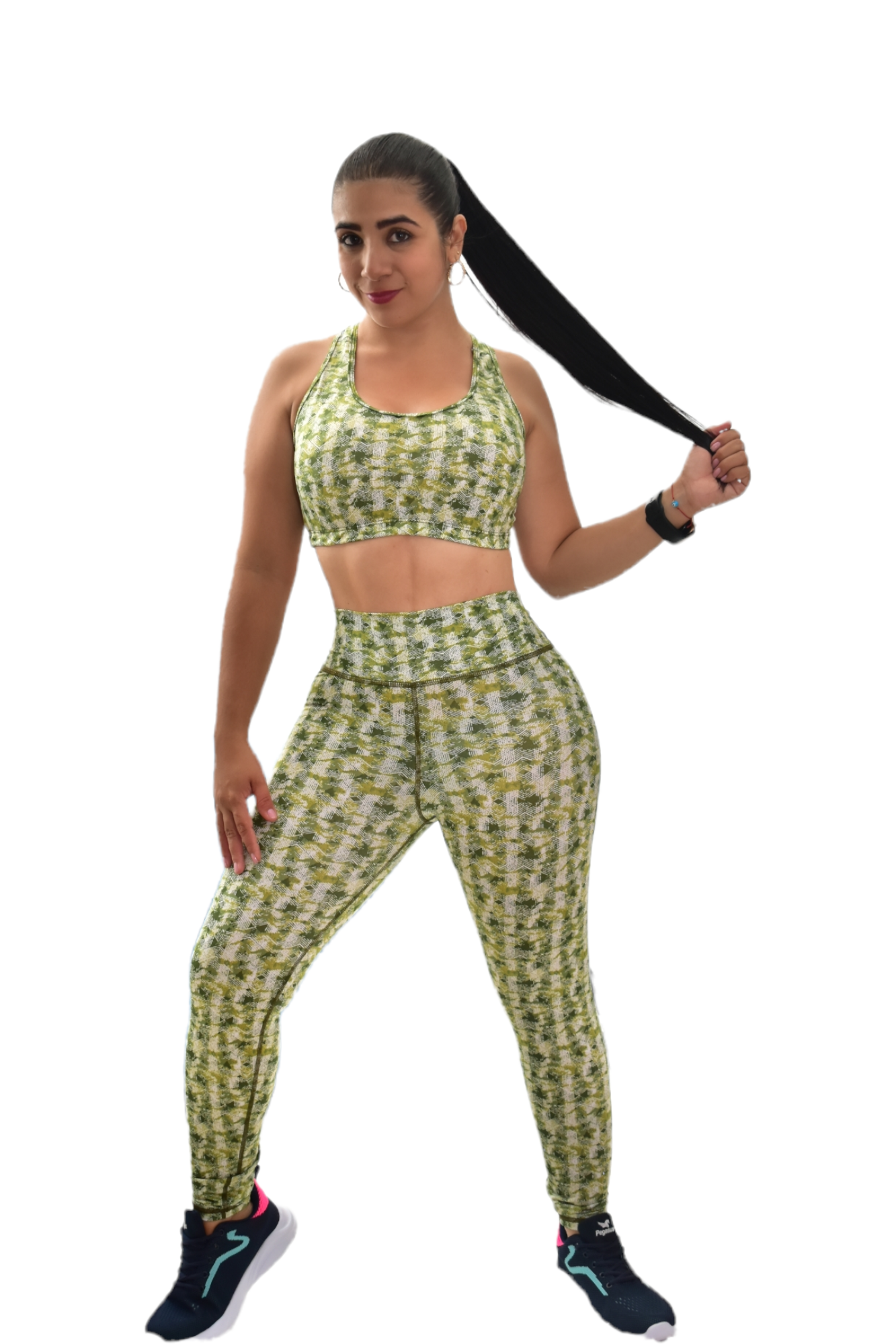 LEGGINS SET 2 PIEZAS SPORTGYM VERDE RALLAS oversilvercolombia