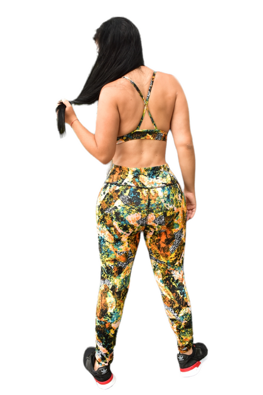 LEGGINS SET 2 PIEZAS SPORTGYM ARTISTICO NARANJA